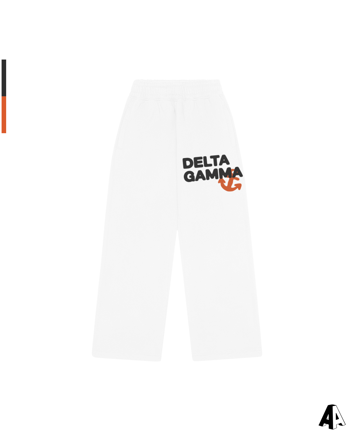 Free Spirit White Sweatpants - Delta Gamma - front