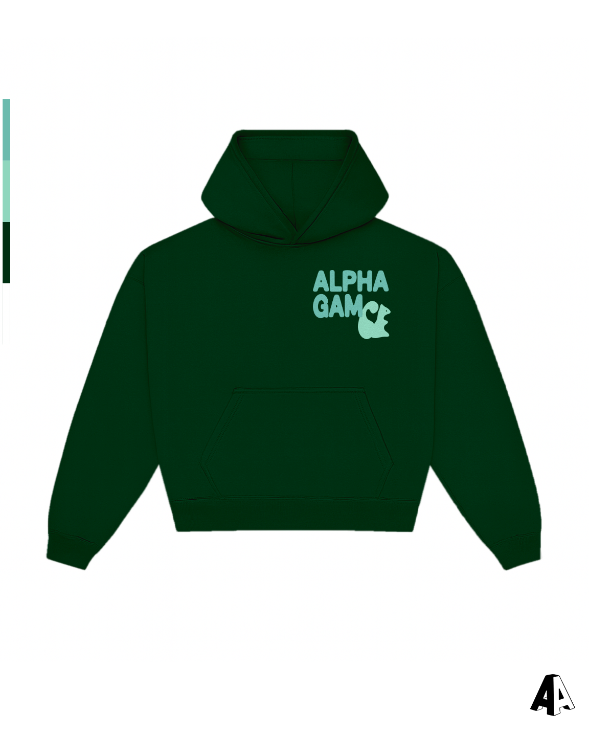 Free Spirit Forest Green Hoodie - Alpha Gamma Delta - front