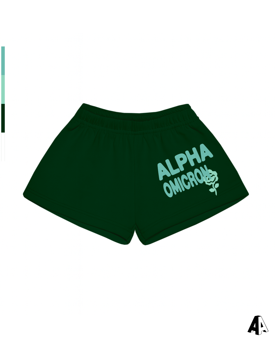 Free Spirit Forest Green Shorts - Alpha Omicron Pi - front